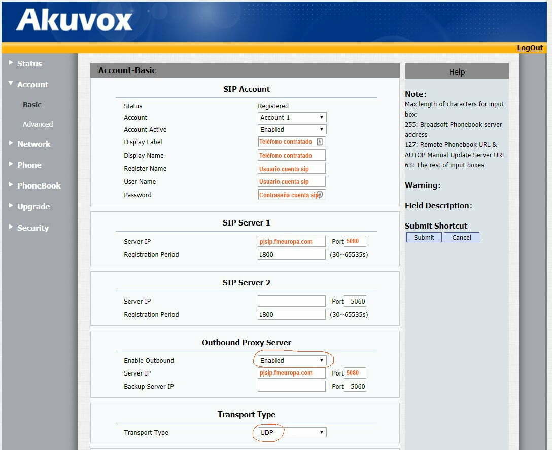 Configuración Akuvox