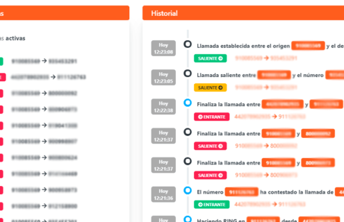 llamadas activas en tiempo real