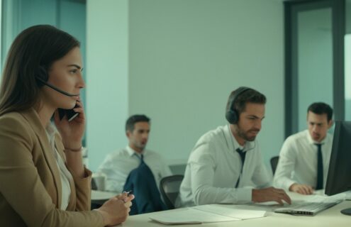 personas en una oficina usando teléfonos